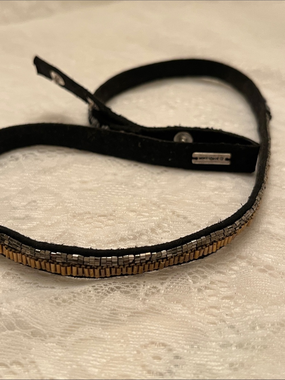 Stella & Dot Black Necklace with Gold and Silver Beading